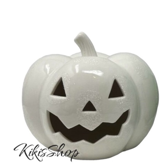 Hyde & EEK Ceramic Icon Pumpkin Halloween Decor Jack-o-Lantern Face White -2024 - Picture 4 of 4